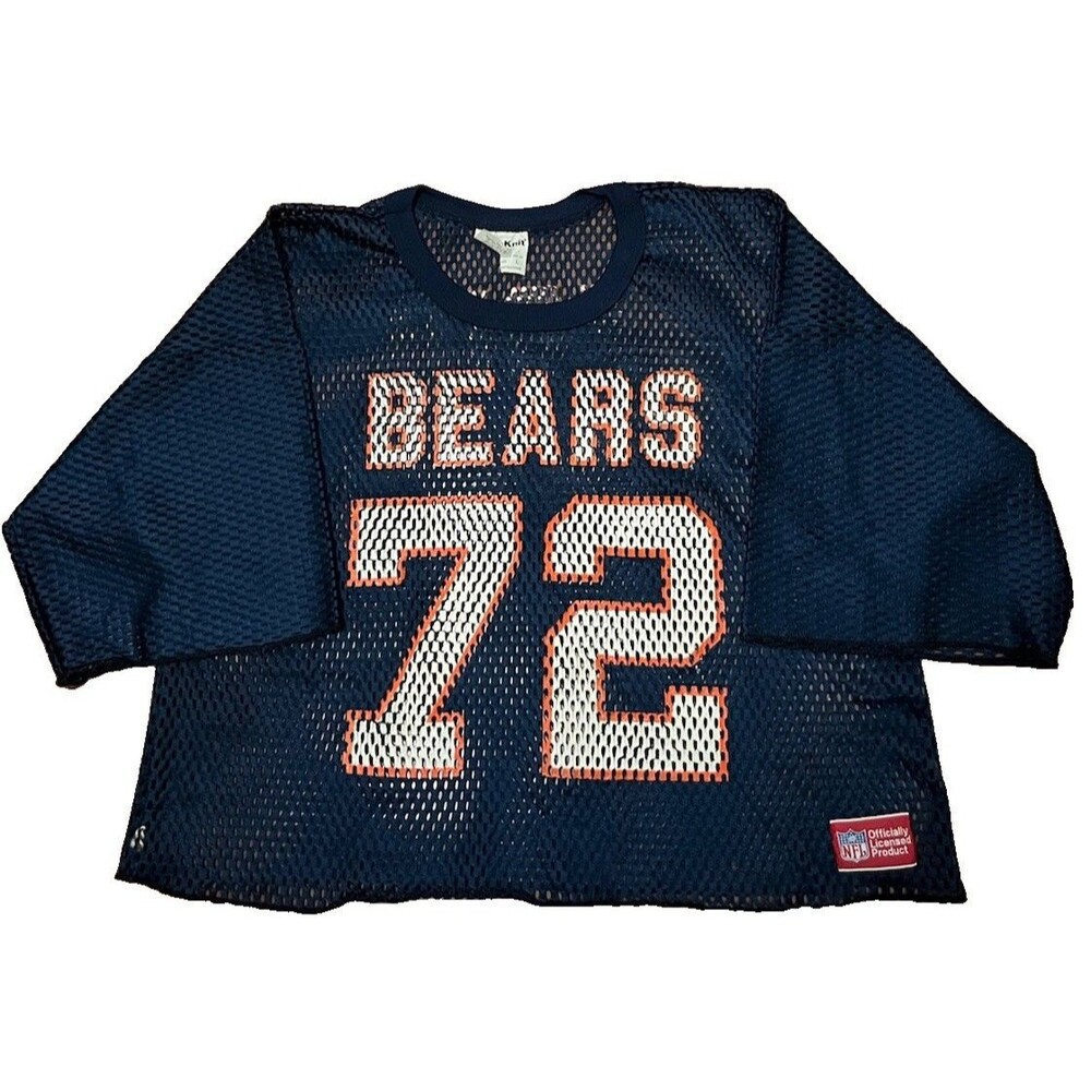 Vintage Sand Knit Chicago Bears William Perry Frig 72 Jersey Mesh Crop Size L